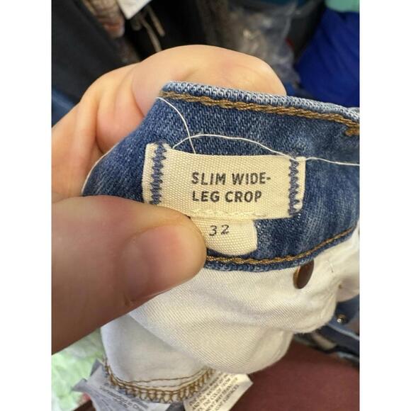 Madewell Jeans Womens 32 Slim Wide Leg Cropped Olympia Wash Button Fly Modest - Picture 8 of 12